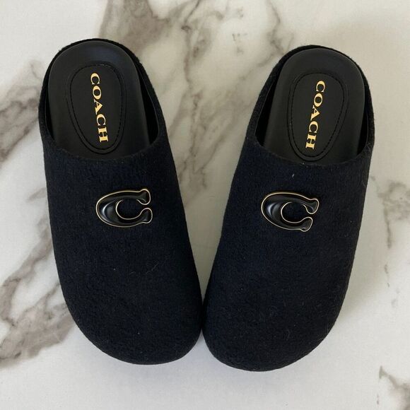 Coach Women's Size 6B Black Hadley Monogram Felt Slip On Clog Shoes NEW Platform - Picture 16 of 16